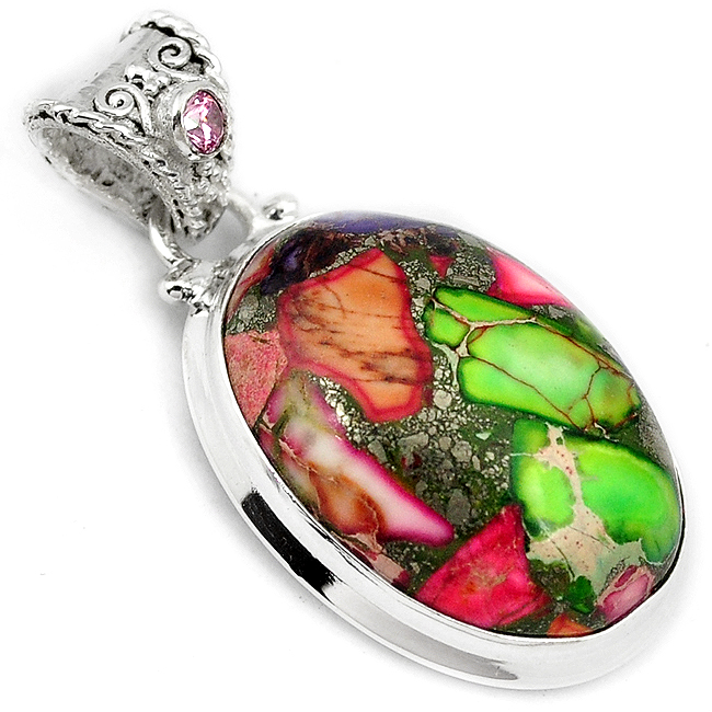 Sea Sediment Jasper Kunzite Pendant